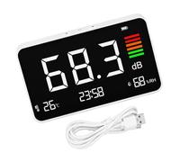 Decibel Meter Desktop Digital Sound Levels Meter 30-130dBA with Time Temperature Humidity Display Noise Levels Tester Measurement Device