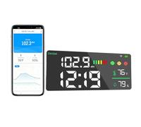 Decibel Meter Wall Hanging Sound Level Meter 11 inch Large LED Display Noise Temperature Humidity Time Meter with Alarm Icons Indicator Wide Applications for Classroom, Studio, Home