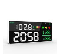 Decibel Meter Wall Hanging Sound Level Meter 11in Large LED Display +Time + Humidity + Temperature; 4 in 1 Decibel Meter 30-130dB Rang DB Meter & SPL Meter Wide Applications for Home, Studio
