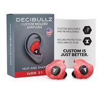 Decibullz - Custom Molded Earplugs, 31dB Highest NRR, Comfortable Hearing Protection for Shooting, Travel, Swimming, Work and Concerts (Red)