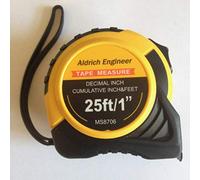 Decimal Inch Tape Measure, 25 Foot, Black Marks Even hundredths of an inch, Black Numbers for Tenths of an inch and inches, red for feet and inches, Magnetic Three Rivet Hook, Tape Lock, Belt Clip.