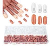 Deciniee 200 PCS False Nails for Practice Hand：Replaceable Brown/Clear Acrylic Nail Tips - Professional Fake Nails Acrylic Nail Kit for Nail Art Manicure (Not Including Practice Hand)