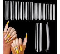 Deciniee 504Pcs XXXL Clear False Nails,Extra Long 3XL Tapered Square Fake Nails 12 Sizes Straight Square Nail Tips Full Cover Press on Nails,Nail Extension Kit for Manicure Home DIY Nail Art