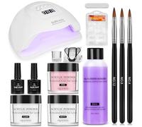 Deciniee Acrylic Nail Kit: 3 Colors Acrylic Powder Set - 100 Pcs Nail Tips Acrylic Nail Set - Prefessional Nail Kits Full Set for Beginners with 80W LED Nail Lamp