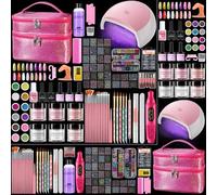 Deciniee Acrylic Nail Kit: Practice Nail Acrylic Powder Set with UV Lamp/Nail Drill/False Nail Tips/Gel Nail Polish Manicure Full Set for Beginners Salon-Nail Art Decoration Tools in Pink Gift Bag
