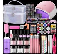Deciniee Acrylic Nail Kit: Practice Nail Acrylic Powder Set with UV Lamp/Nail Drill/False Nail Tips/Gel Nail Polish Manicure Full Set for Beginners Salon-Nail Art Decoration Tools in White Gift Bag