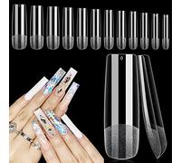 Deciniee Gel Nail Tips, 240Pcs Full Cover Square Straight Tips for Extensions, 12 Sizes False Nails Acrylic Nails, Professional Clear Salon Home Design, 1, 0.12 kilograms