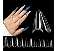 Deciniee Nail Tips Acrylic Extensions, 550Pcs Clear Nail Tips Extra Long Tapered Square False Nails Tips, 11 Sizes Professional Nail Extension Kit Nails Salon & Home DIY Nail Design, Sharp Armor Nail