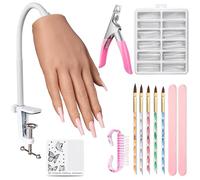 Deciniee Practice Hand for Acrylic Nails: Flexible Silicone Training Nail Hand with Tattoo Stickers/240 PCS Nail Tips/5 Acrylic Nail Brush Set - Professional Nail Art Practice Hand Kit for Beginners