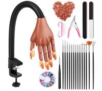 Deciniee Practice Hand for Acrylic Nails - Flexible Training Hand with 100 PCS Nail Tips/15 PCS Nail Art Brushes Set/Nail File - Professional Nail Art Hand Tools False Finger Nails - DIY Nail Manicure