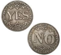 Decision Coin, Double-Sided YES NO Coin, Silver-Gray Color | Antique Silver-Tone Token with Floral Design, Party Favor Gift for Friends