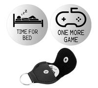 Decision Coin One More Game Coin Decision Maker Double Sided One More Game Flip Coin with PU Leather Case Novelty Coins TIME FOR BED/ONE MORE GAME Gamer Gifts