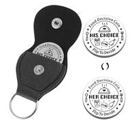 Decision Coin Stainless Steel Double Sided Food Decision Coin with Leather Case Silver Wedding for Wife Husband Birthday Present for Her Him Couple