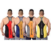 DECISIVE FITNESS 4 Pack Sleeveless Bodybuilding Weight-Training Sports Breathable Wicking Quick Dry Regular Fit Gym Stringer Vest Tank Top with Y Back Racerback for Men (Pack of 4)