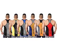 DECISIVE FITNESS 6 Pack Sleeveless Bodybuilding Weight-Training Sports Breathable Wicking Quick Dry Regular Fit Gym Stringer Vest Tank Top with Y Back Racerback for Men (Pack of 6)