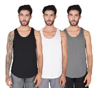 DECISIVE Fitness Men's 3 Pack Dri Cool Stringer Summer Gym Fitness Vests Running Tops Breathable Workout Quick Dry Bodybuilding Multicoloured
