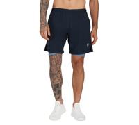 DECISIVE FITNESS Men's Workout Running Shorts, 2-in-1 Lightweight Built-in Compression Gym Shorts with Back Zipper Pocket (as8, Alpha, s, Regular, Regular, Navy Blue)