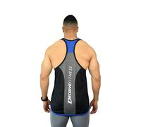 DECISIVE FITNESS Quick Dry Cool Sleeveless Wicking Workout Regular Fit Gym Vest Tank Top Back Stringer for Men (as8, alpha, s, regular, regular, Black-Blue)