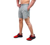 DECISIVE FITNESS Quick Dry Short Length Gym Comfortable Lightweight Workout Exercise Jogging Cycling Running Mens Shorts with Pocket Grey