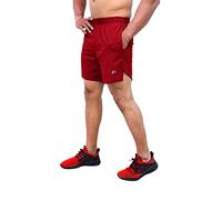 DECISIVE FITNESS Quick Dry Short Length Gym Comfortable Workout Exercise Jogging Cycling Running Mens Shorts with Pocket Maroon