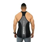 DECISIVE FITNESS Sleeveless Weight-Training Sports Wicking Quick Dry Regular Fit Gym Stringer Vest Tank Top for Men (XXL, Black-Grey)