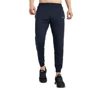 DECISIVE FITNESS Slim Fit Cotton Joggers for Mens with Zip Pockets Ideal for Gym Workout and Sports Ankle Length Sweatpants (M, Regular, Navy Blue)