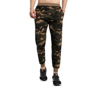 DECISIVE Fitness Slim Fit Cotton Joggers for Mens with Zip Pockets Ideal for Gym Workout and Sports Ankle Length Sweatpants (XL, Regular, Camo Olive)