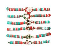 Decixde Christmas Bracelets for Women Handmade Braided Red Green Beaded Christmas Tree Snowflake Bell Elk Charm Bracelet Gifts Winter Holiday Jewelry Accessories, M, alloy,acrylic, no gemstone