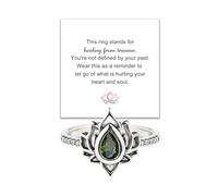 Decixde Lotus Ring for Women - Zircon Inlaid Flower Promise Ring - My Trauma Inspirational Statement Floral Jewelry Gift, Metal, Cubic Zirconia