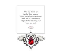 Decixde Lotus Ring for Women - Zircon Inlaid Flower Promise Ring - My Trauma Inspirational Statement Floral Jewelry Gift, Metal, Cubic Zirconia