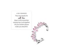 Decixde Nobody Has It All Together Pink Band Ring White Green Pink Irregular Crystal Adjustable Open Ring Self Love Ring All Your Broken Pieces Make You Beautiful, Metal, No Gemstone