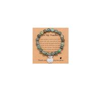 Decixde Teacher Appreciation Gift Bracelet Natural Stone Turquoise Healing Crystal Beads Bracelet Rhinestone Fruit Inspirational Beads Strand Bracelet with Gift Message Card for Women Men, Stretchable