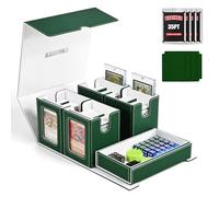 Deck Box for MTG With Commander Display, 5 in 1 Storage Box Fits 400+ Double-sleeved Cards, Removable Case for TCG/Sports Cards With Dice Tray, 4 Magnetic Holders (Green White)