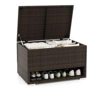 Deck Box With Shoe Rack 180L PE Rattan Container For Cushions Tools Gymax Brown One Size