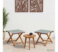 Deck Chair 2pc Multicolour Solid Eucalyptus Wood 41x42x36.5cm Oiled Outdoor Set