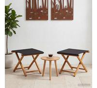 Deck Chair 2pcs. Black Eucalyptus Wood Foldable Outdoor Patio Seats 41x42x36.5cm