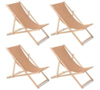 Deck chair beach lounger garden sun lounger 4 piece set cappuccino beech