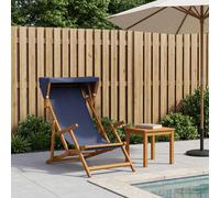 Deck Chair Blue Eucalyptus Wood 67.5x113x103cm Foldable 3-Position Outdoor Patio