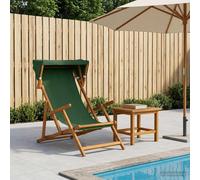 Deck Chair Green Solid Eucalyptus Wood 67.5x113x103cm Foldable 3-Pos Outdoor Use