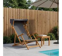 Deck Chair Grey 67.5x113x103cm Solid Eucalyptus Wood Foldable 3-Position Outdoor