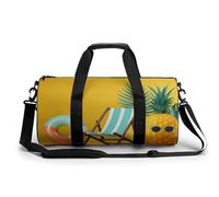 Deck Chair Inflatable Ring Pineapple Tropical Leaves Travel Gym Bag for Women Men Cylindrical Duffle Bag Sport Workout Bag with Shoulder Strap