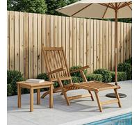 Deck Chair Natural Solid Teak 152x60x94.5cm Folding 5-Position Recliner Outdoor