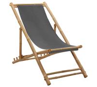 vidaXL Deck Chair Bamboo and Canvas Dark Grey UK NEW