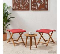 Deck Chair Red Eucalyptus Wood 41x42x36.5cm Polyester Seat 2-Pack Outdoor Garden