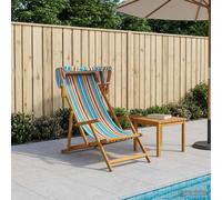 Deck Chair Solid Eucalyptus Wood Multicolour 67.5x113x103cm 3-Pos Foldable Patio