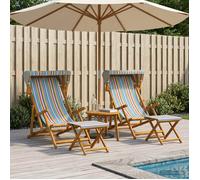 Deck Chair Solid Eucalyptus Wood Multicolour 67.5x113x103cm Foldable 3-Pos Patio