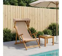 Deck Chair Taupe Eucalyptus Wood 67.5x113x103cm 3-Pos Foldable Outdoor Oiled Eco