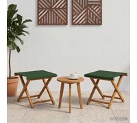 Deck Chairs 2pc Green Solid Eucalyptus Wood Polyester Seat 41 x 42 x 36.5 cm Set
