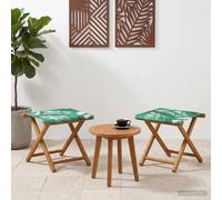 Deck Chairs 2pcs Leaf Pattern Eucalyptus Wood Polyester Seat 41x42x36.5 cm Oiled