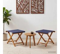 Deck Chairs Blue Eucalyptus Wood Polyester Seats 41x42x36.5cm 2pcs Outdoor Oiled